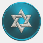 Silver Star of David Envelope Seal Round Sticker