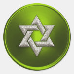 Silver Star of David Envelope Seal Round Sticker