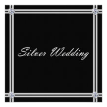 Silver Wedding Anniversary Invitation with Diamond