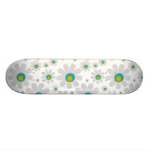 Silver White Flower Skateboard
