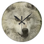 Silver Wolf Pencil Sketch Wildlife Drawing Clock