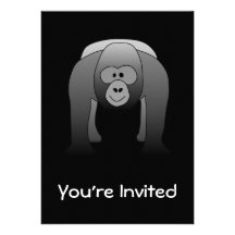 Silverback Gorilla Cartoon Invites
