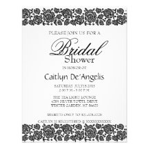 Simple Black Lace Bridal Shower Invitation