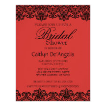 Simple Black Lace Bridal Shower Invitation