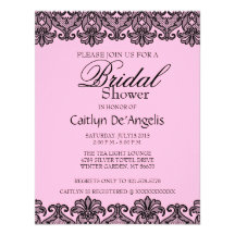 Simple Black Lace Bridal Shower Invitation