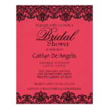 Simple Black Lace Bridal Shower Invitation