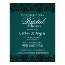 Simple Blue-Black Lace Bridal Shower Invitation
