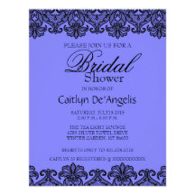 Simple Blue-Black Lace Bridal Shower Invitation