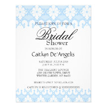 Simple Blue Lace Bridal Shower Invitation