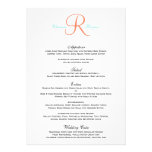 Simple Blue Orange Monogram Wedding Menu Personalised Invite