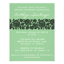 Simple Elegant Black Lace Bridal Shower Invitation