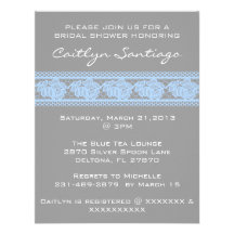 Simple Elegant Blue Lace Bridal Shower Invitation