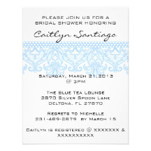 Simple Elegant Blue Lace Bridal Shower Invitation
