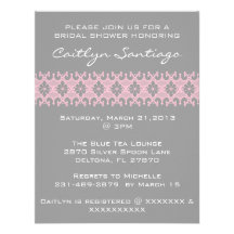 Simple Elegant Pink Lace Bridal Shower Invitation