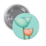 Simple Flowers teal orange Button