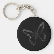 Simple Grungy Black Butterfly Keychain