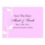 Simple Scrolling Pink & White Vine SaveThe Date postcards
