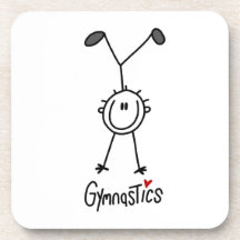 Simple Stick Figure Gymnast Beverage Coaster