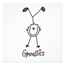 Simple Stick Figure Gymnast Custom Invitations