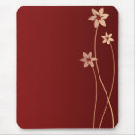 simple string flowers on deep red design mousepad