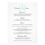 Simple Wedding Menu with Blue Monogram Initial Personalized Invitation