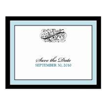 Simply Elegant Black/Baby Blue Save the Date Postcards