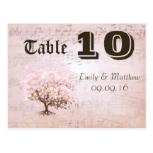 Simply Pink Heart Leaf Tree Table Number Postcard