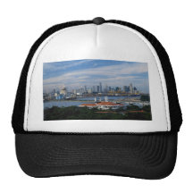 Singapore skyline from Sentosa Island, Singapore Mesh Hat