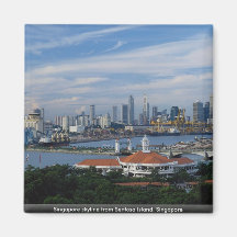 Singapore skyline from Sentosa Island, Singapore Refrigerator Magnets