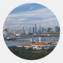 Singapore skyline from Sentosa Island, Singapore Round Stickers