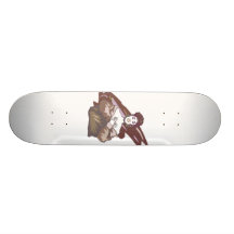 Singer graphic, muted burgundy colour version custom skateboard
