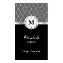 Singer / Vocalist - Elegant Black Lace Pattern Business Card Template
