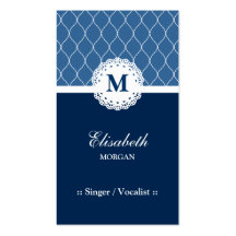 Singer / Vocalist - Elegant Blue Lace Pattern Business Card