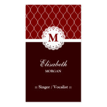 Singer / Vocalist - Elegant Brown Lace Pattern Business Cards