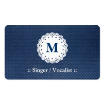 Singer / Vocalist - Lace Monogram Blue Pattern Business Card Templates