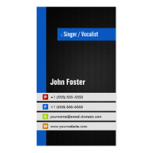 Singer / Vocalist - Modern Stylish Blue Business Card Templates