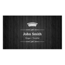 Singer / Vocalist Royal Black Wood Grain Business Cards