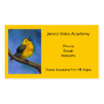 Singing Bird: Art: Voice Lessons, Calendar on Back Business Cards