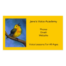 Singing Bird: Art: Voice Lessons, Calendar on Back Business Cards