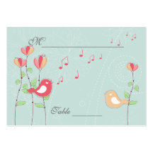 Singing Birds with Flowers Wedding Place Setting Business Card Template