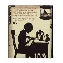 Singing Sewing Lady Vintage Fairy Poem iPad Folio Case