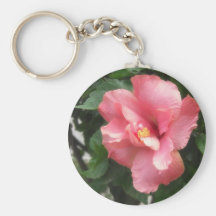 Single Pink Hibiscus 1 Keychain