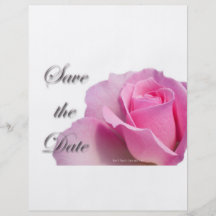 Single Pink Rose Save the Date Flyers