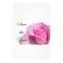 Single Pink Rose Save the Date Stationery Design
