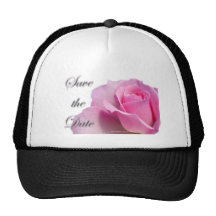 Single Pink Rose Save the Date Trucker Hats