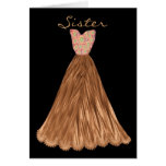 SISTER Be My  Bridesmaid COCOA BROWN Dress Greeting Cards