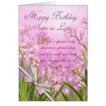 Sister in Law Birthday Card - Pink Feminine Floral