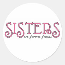 Sisters 3pink round sticker