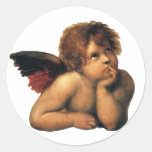 Sistine Madonna Angels by Raphael Raffaello Round Stickers