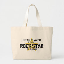 Sitar Rock Star by Night Tote Bags